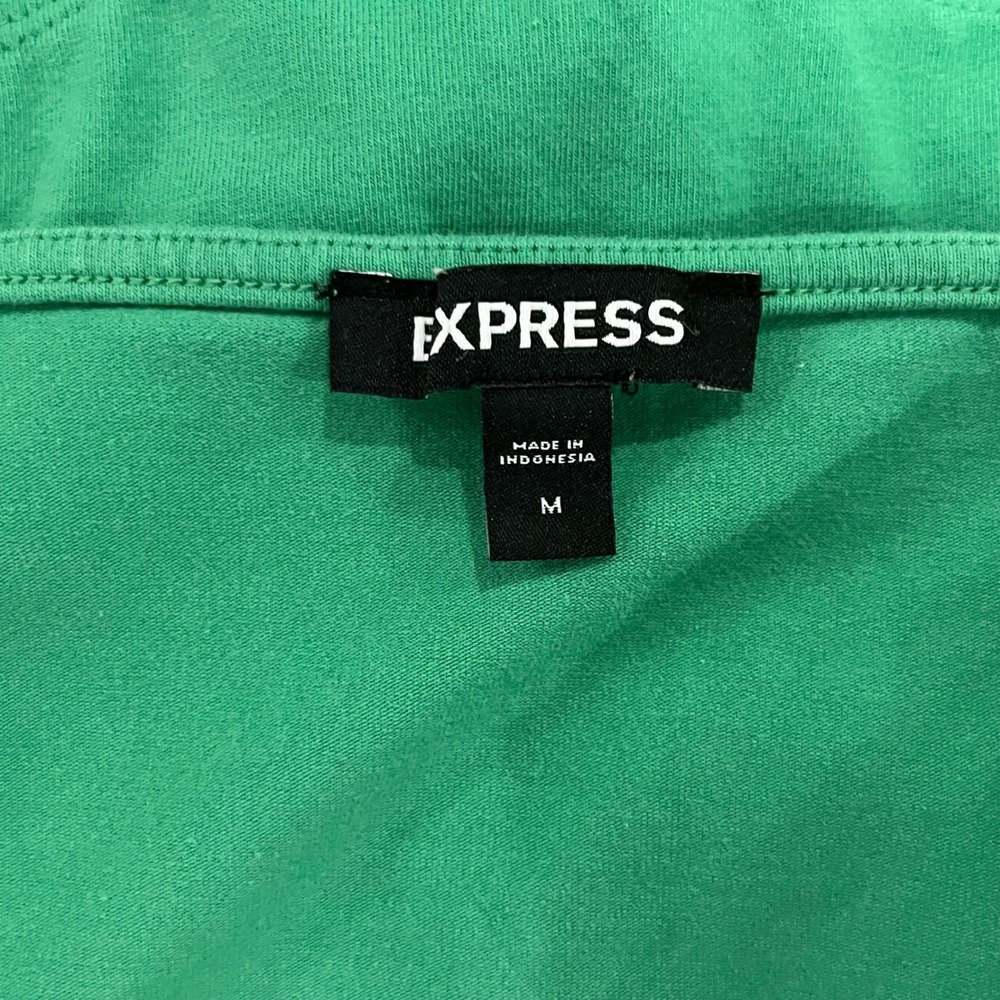 Express‎ Womens Green Ruffle Scrunchie Strap Scoop Neck Bodysuit Medium - Picture 4 of 5